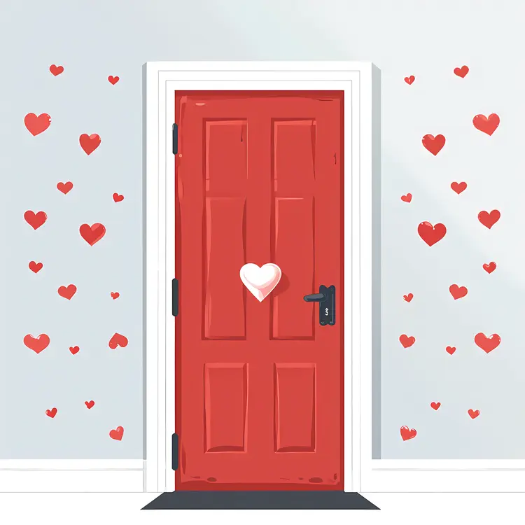 Simple Red Door with Heart Design