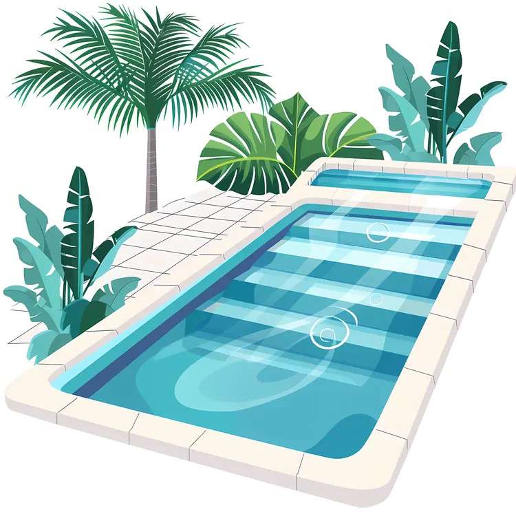 Modern Swimming Pool with Palm Trees