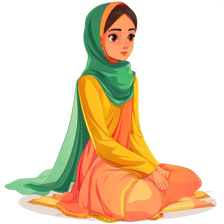 Girl with Headscarf Sitting