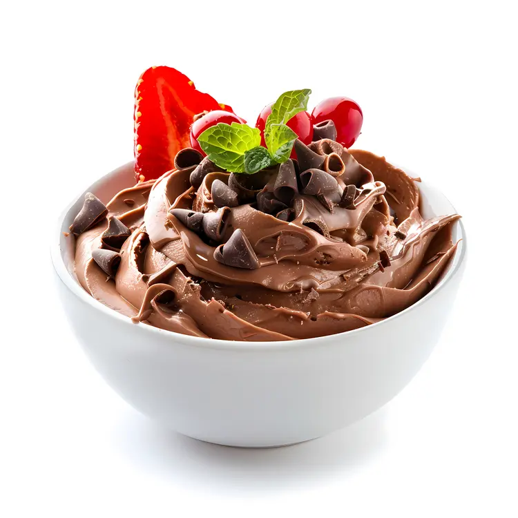 Chocolate Mousse with Strawberry and Mint