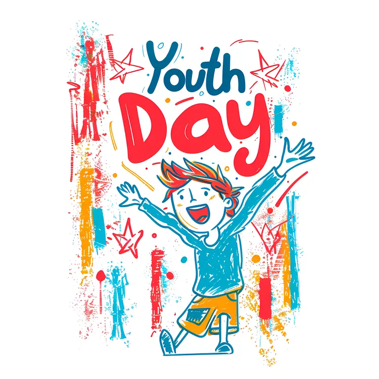 Youth Day Doodle with Colorful Background