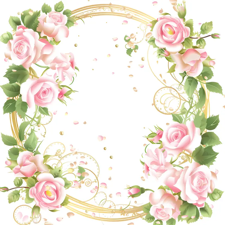 Pink Rose Floral Frame