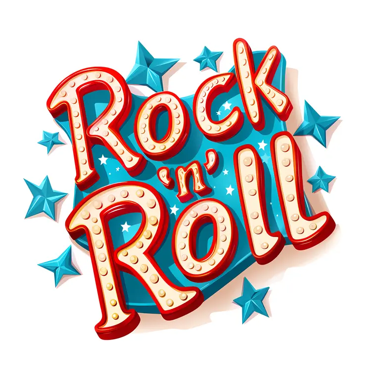 Retro Rock 'n' Roll Sign with Stars