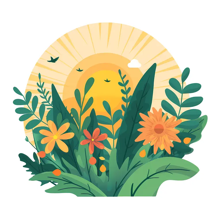Sunrise Over a Garden