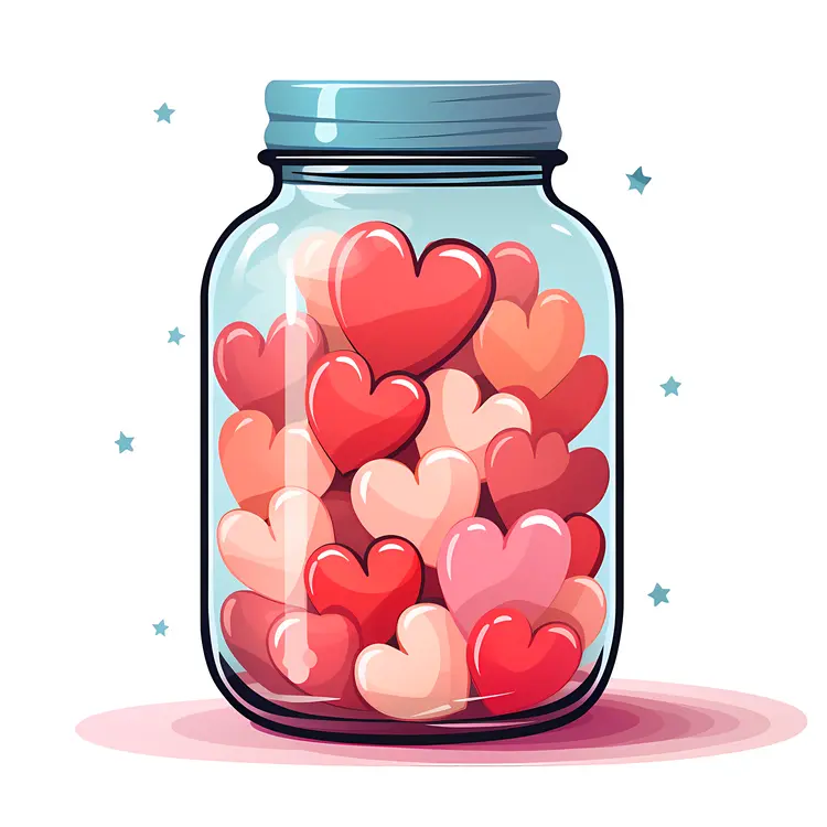 Jar of Colorful Hearts