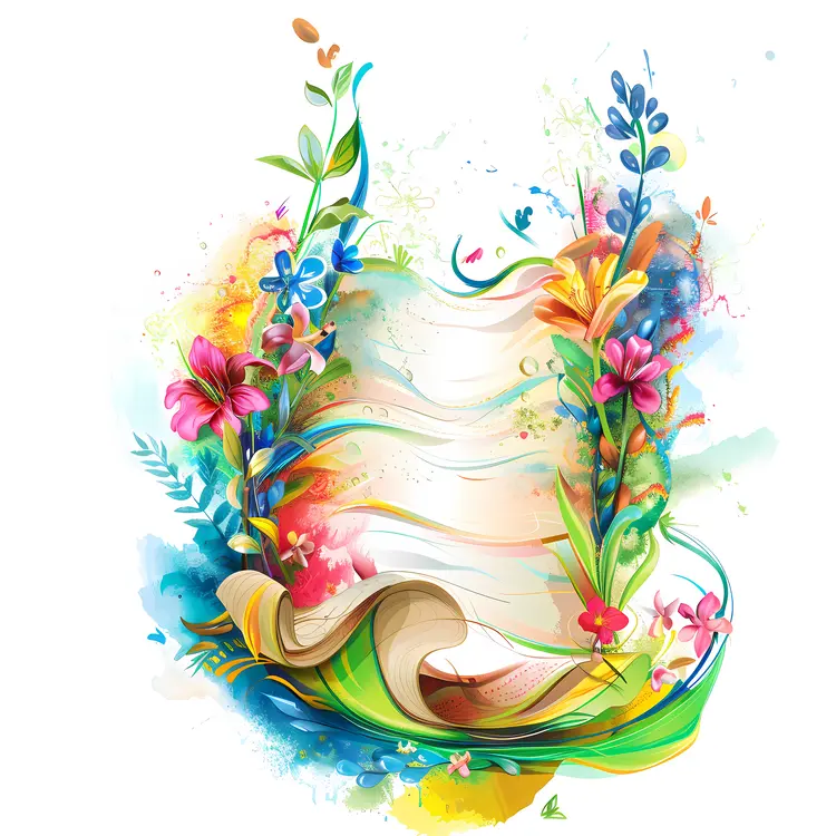 Colorful Floral Frame for Decoration