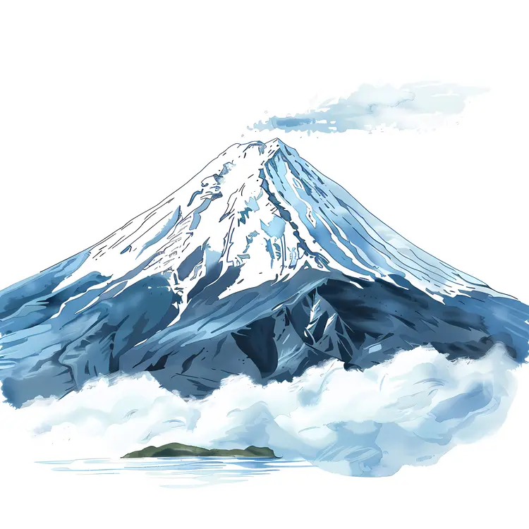 Snow-Capped Mountain with Clouds