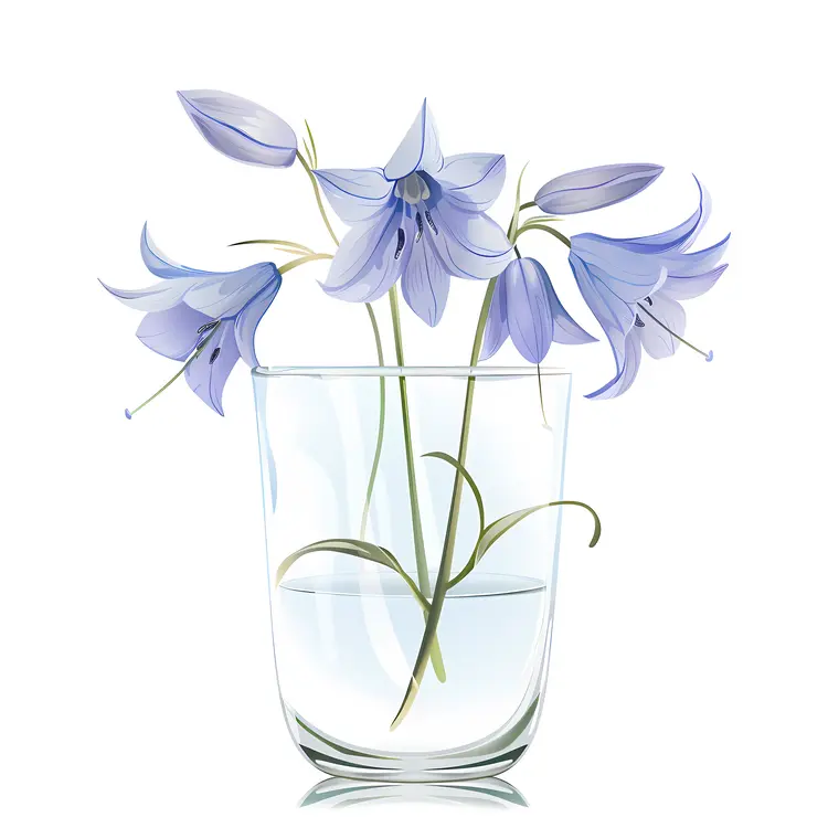 Blue Flowers in Glass Vase Illustration