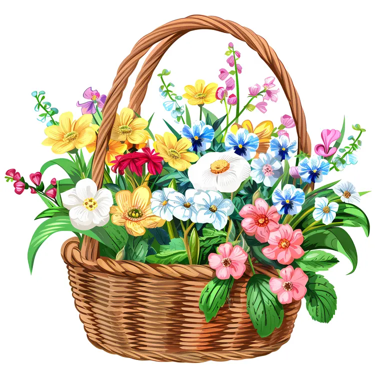 Colorful Flower Basket Illustration