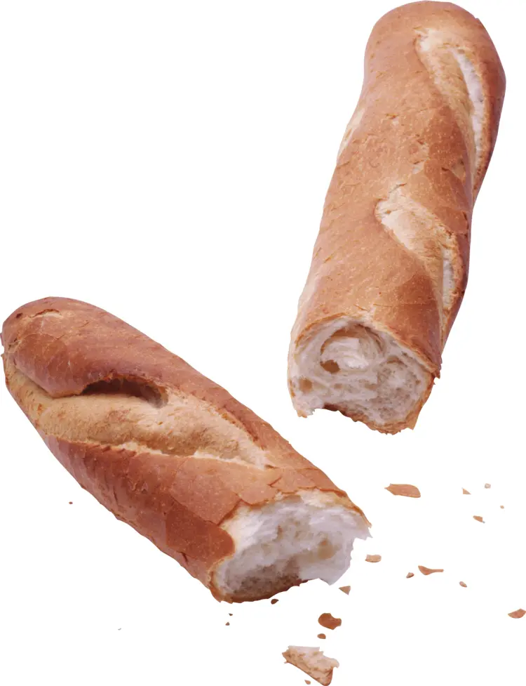 Broken Baguette with Crumbs