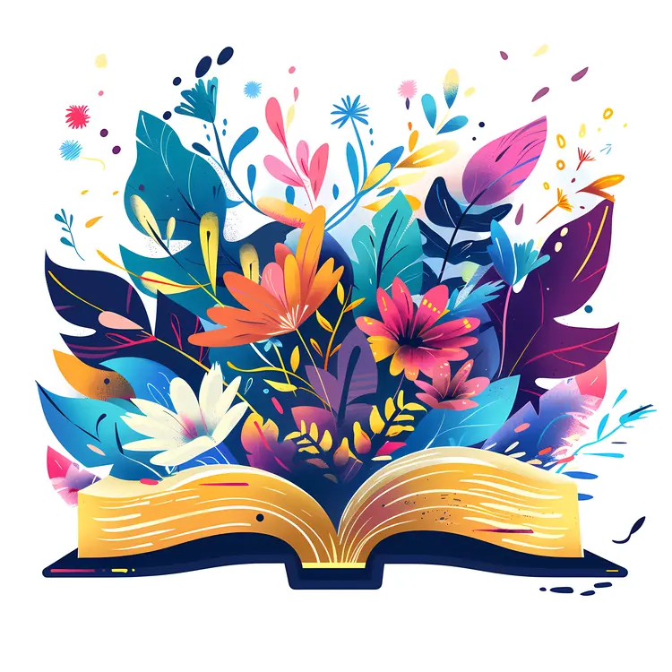Open Book with Floral Explosion