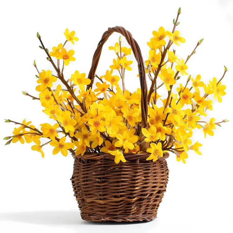 Yellow Flowers in Wicker Basket