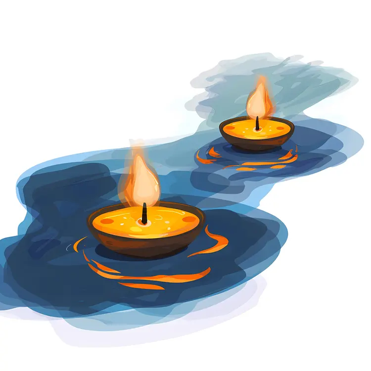 Two Floating Candles on Water