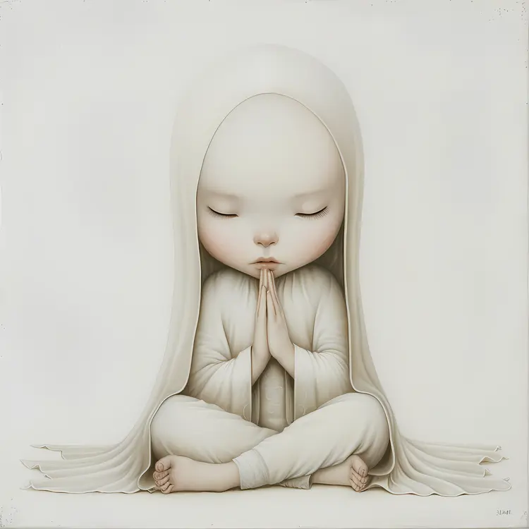 Praying Child in White Robe
