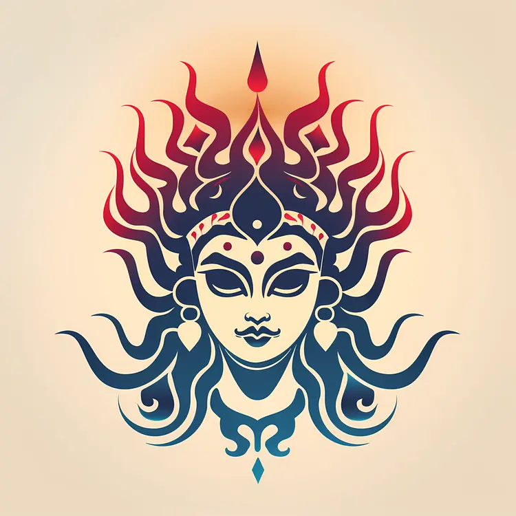 Colorful Divine Goddess Face