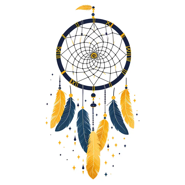 Elegant Dreamcatcher with Blue and Yellow Feathers