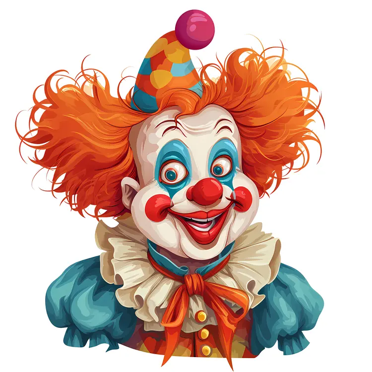 Playful Clown with Polka Dot Hat