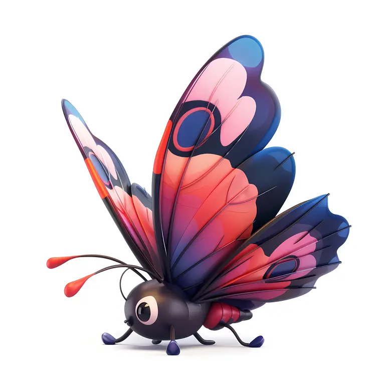 Cute Cartoon Butterfly with Colorful Wings