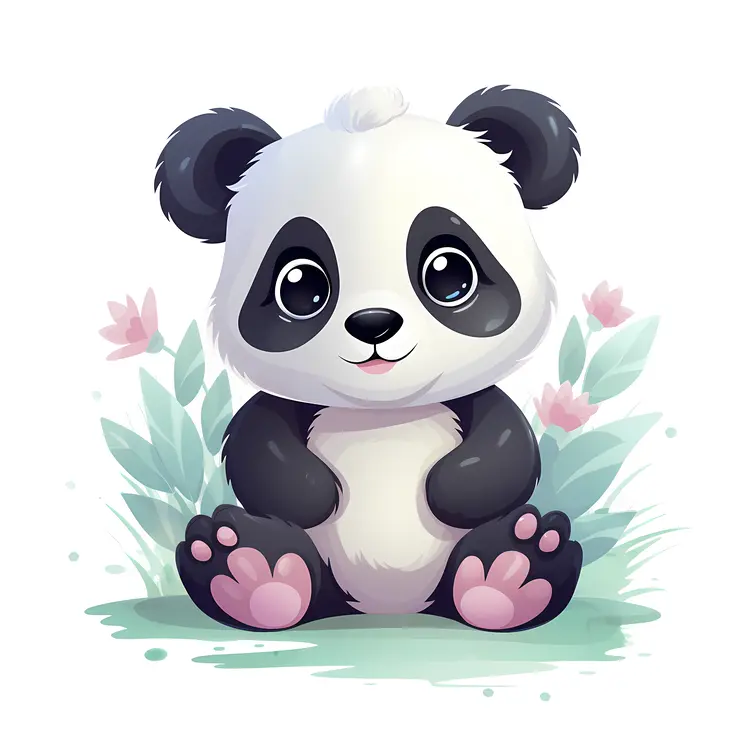 Adorable Sitting Panda Cartoon