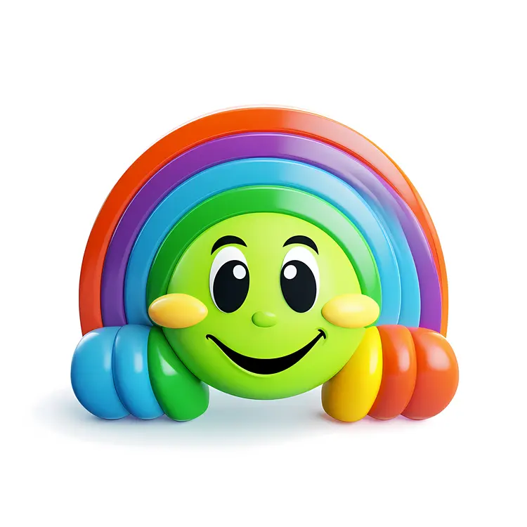 Colorful Rainbow with Happy Face Illustration