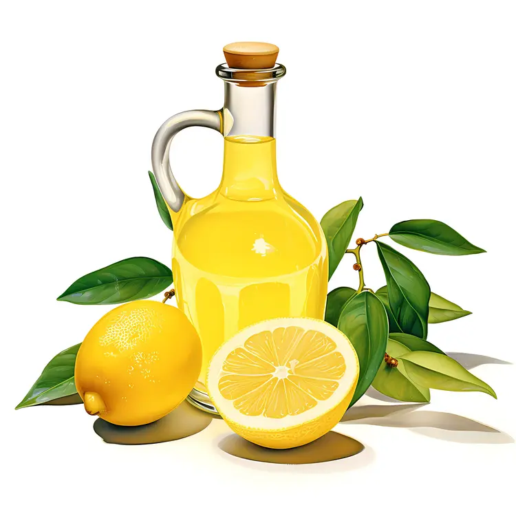 Bottle of Fresh Lemon Juice with Lemons