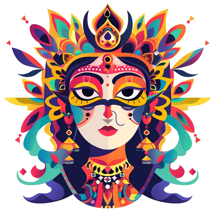 Vibrant Masked Face Illustration