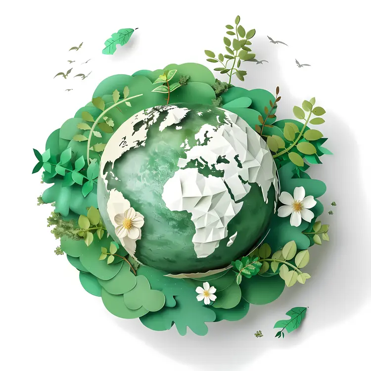 Earth with Leaves and Flowers