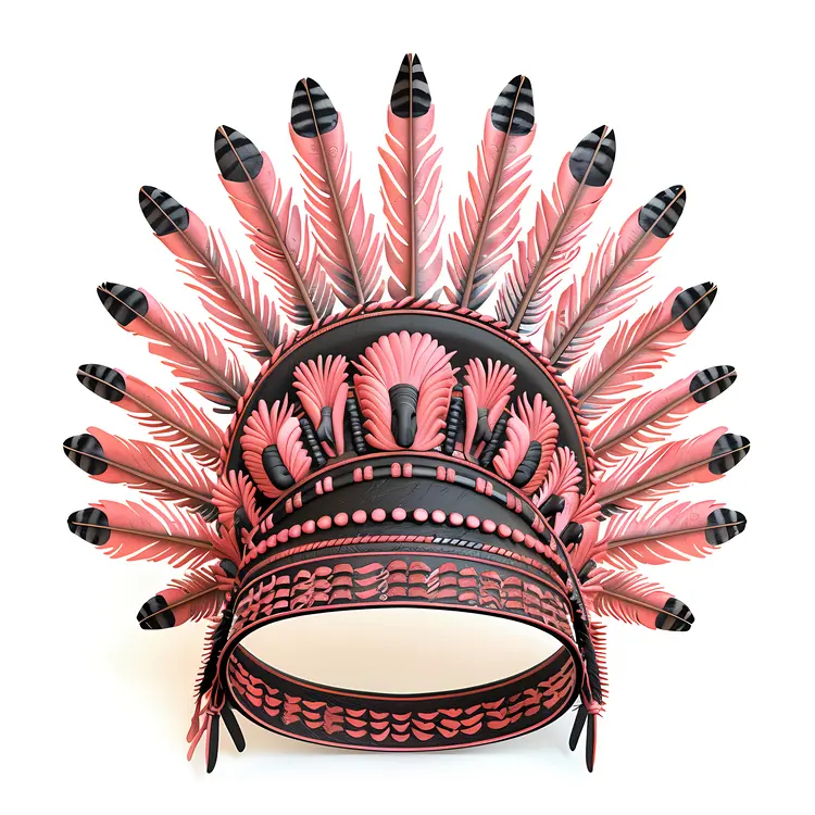 Pink Feather Headdress with Black Accents