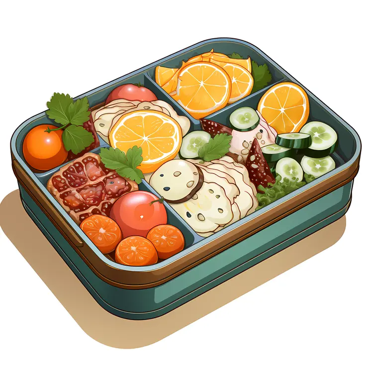 Colorful Bento Box with Fruits and Vegetables