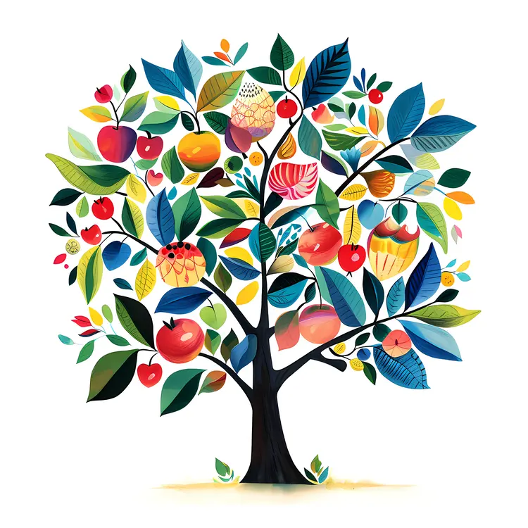 Fruit Tree with Colorful Leaves