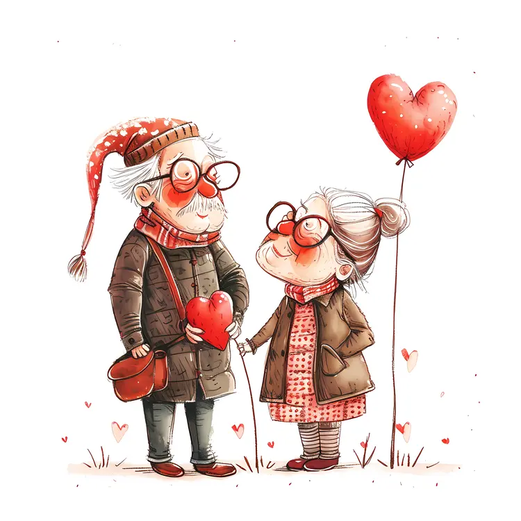 Elderly Couple Holding Heart