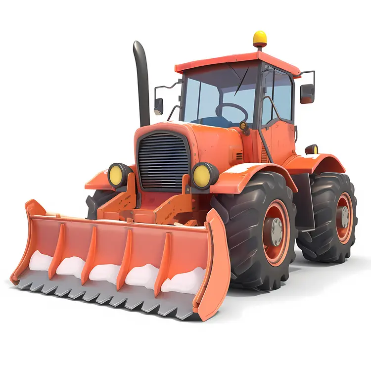 Orange Snowplow Tractor