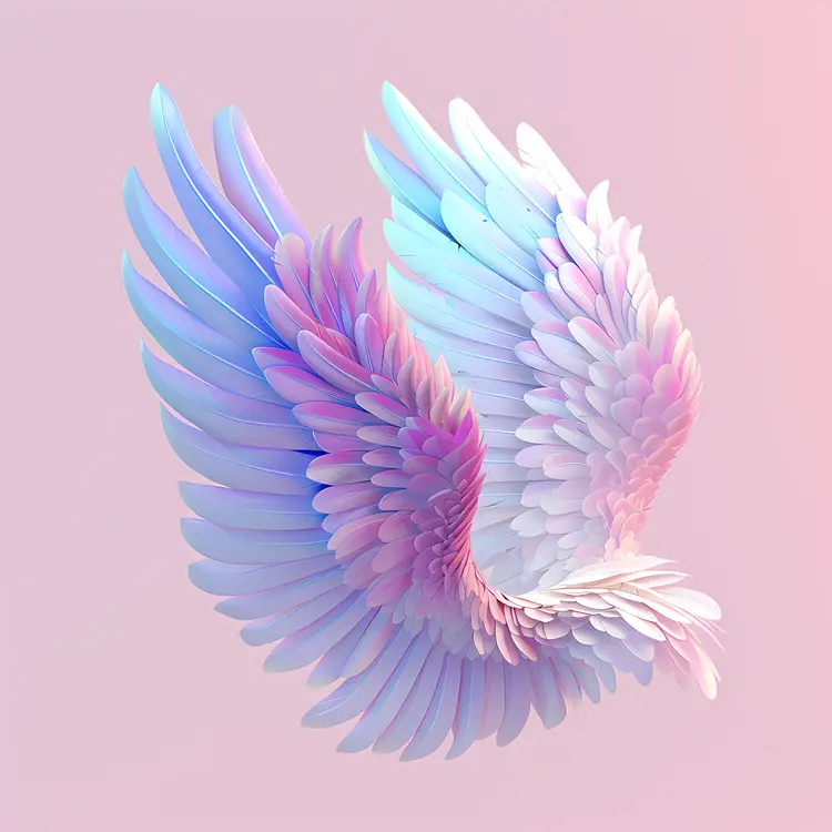 Colorful Pastel Wings with Feathers