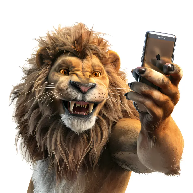 Roaring Lion Taking a Selfie
