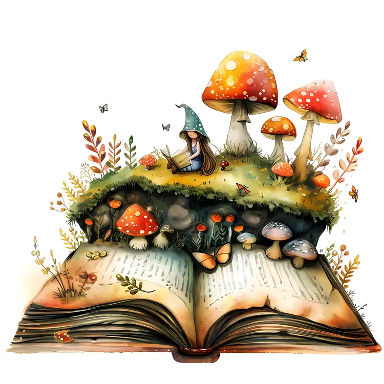Fairy and Mushroom House in Storybook
