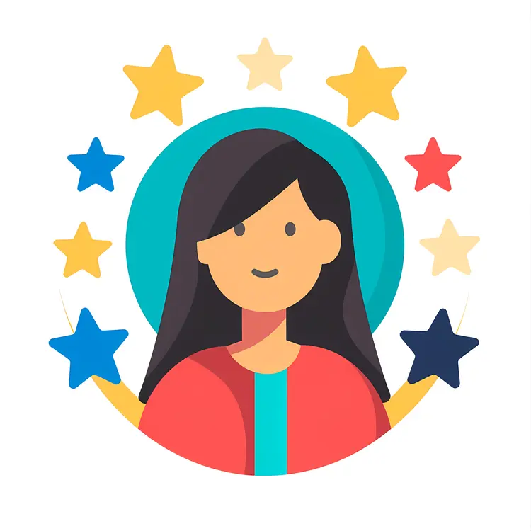 Woman with Stars Celebrating Achievement