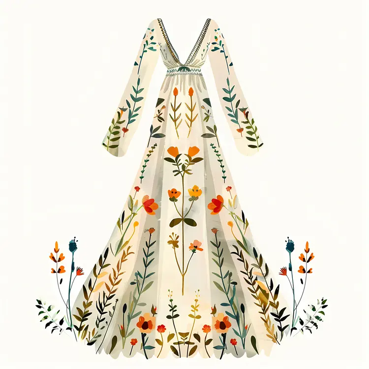 Elegant Long Sleeve Floral Dress