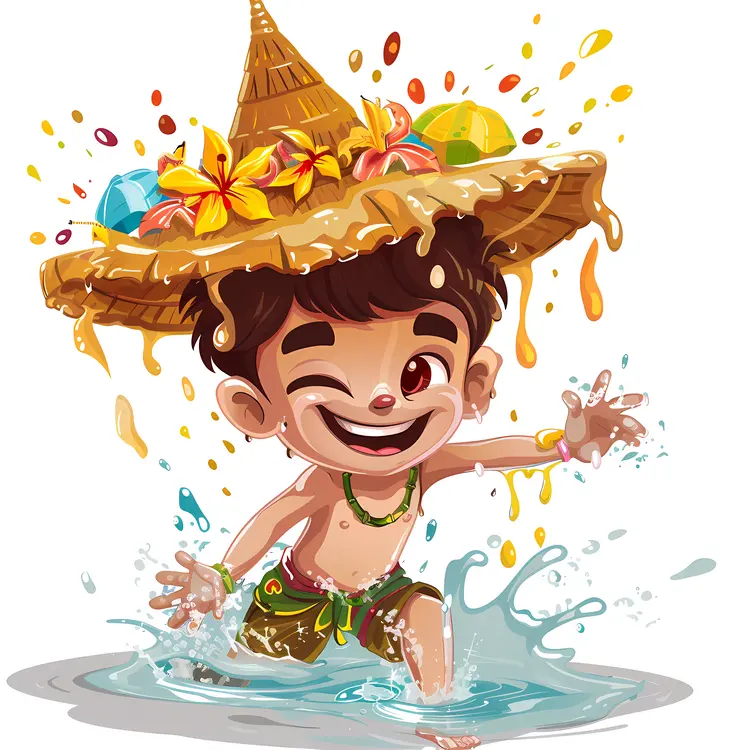 Boy Playing with Water Splash