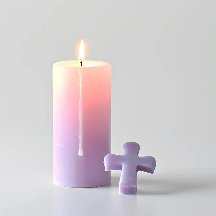 Purple Candle with Cross