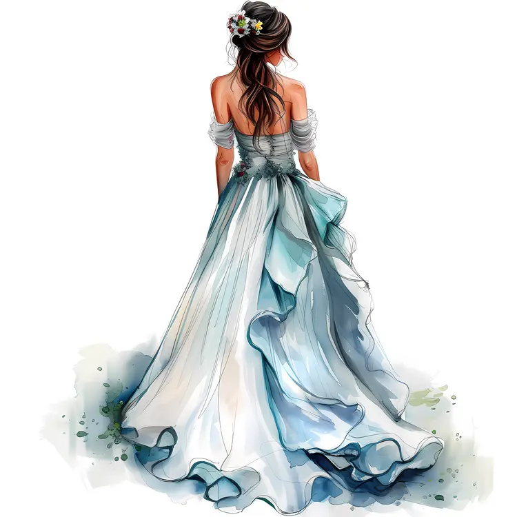 Elegant Blue Dress Illustration