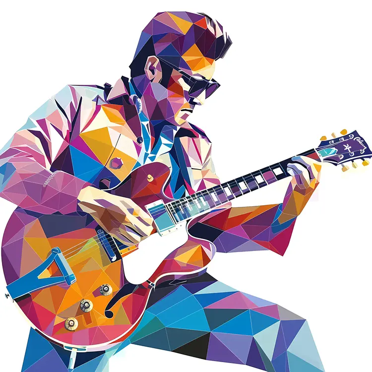 Colorful Guitarist Playing Music