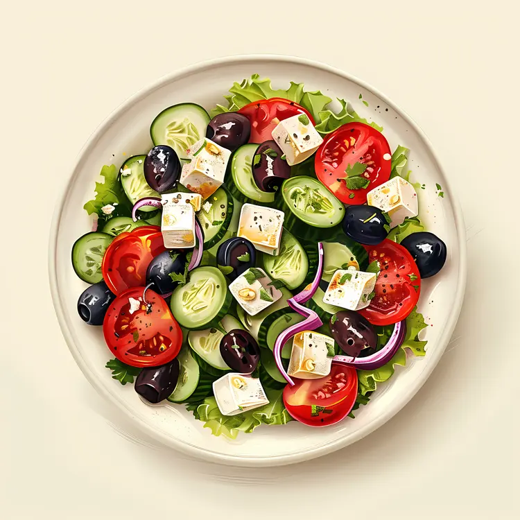 Greek Salad with Feta Cheese and Olives