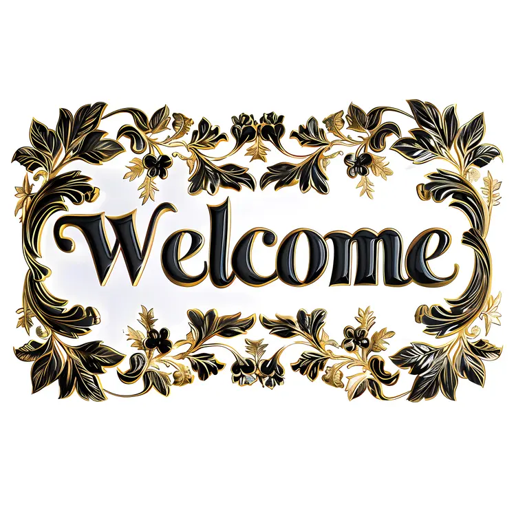 Gold Floral Welcome Sign