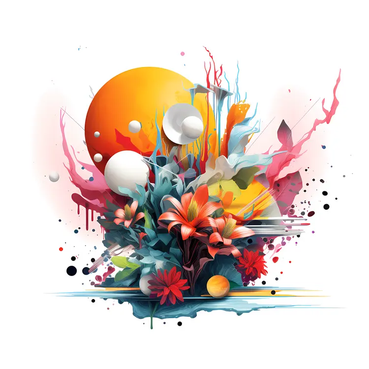 Abstract Flowers with Sun