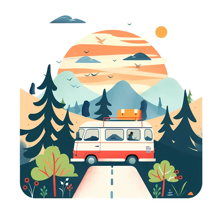 Van Traveling Through Nature