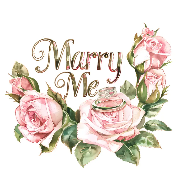 Marry Me Text with Roses and Ring