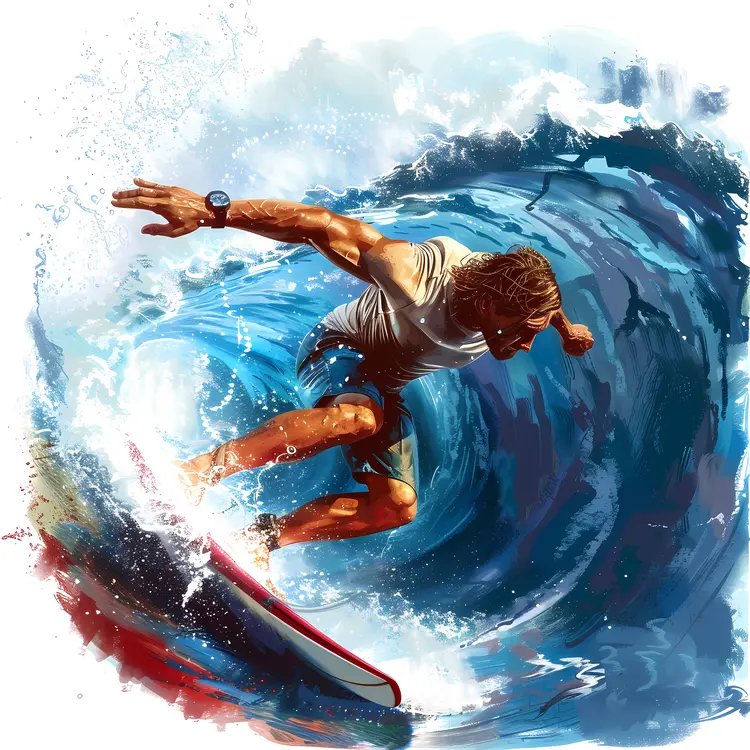 Surfer Riding a Wave
