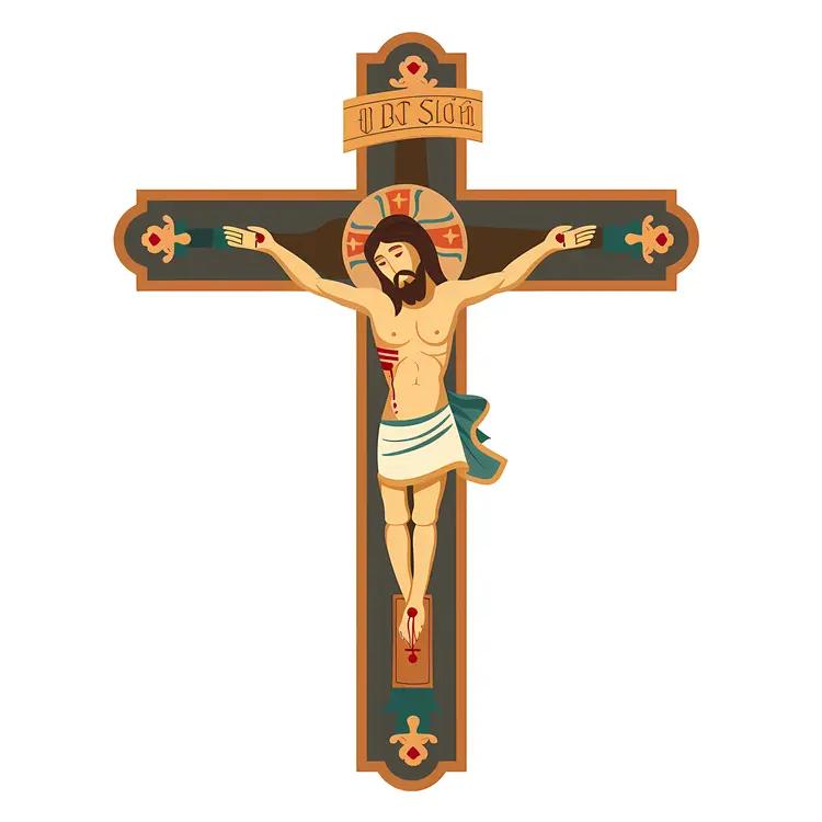 Traditional Crucifix with Jesus Illustration