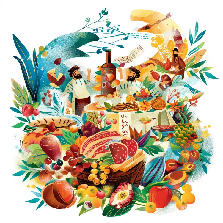 Festive Food and Celebration Illustration