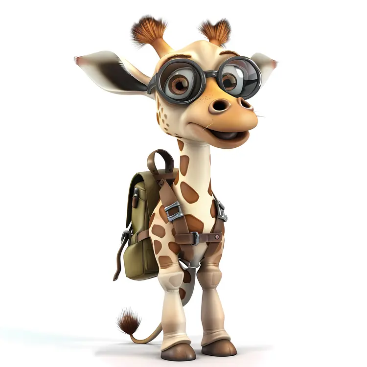 Adventurous Giraffe with Glasses